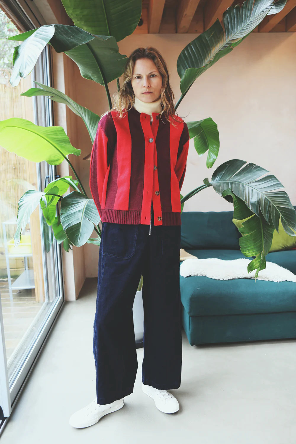 Ace Cardigan, Burgundy Stripe