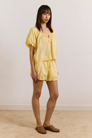 Maura Lace Trim Top, Butter