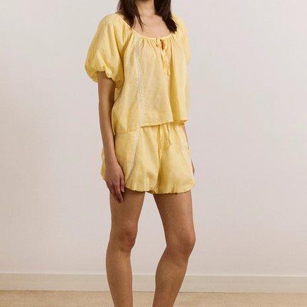 Maura Lace Trim Top, Butter