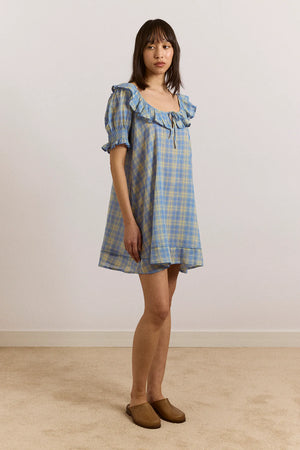 Harlow Mini Night Dress, Butter Blue Check