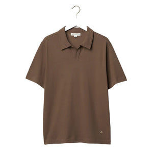 Linen-Cotton Relaxed Fit Short Sleeve Polo Shirt, Faded Grain