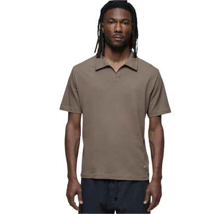Linen-Cotton Relaxed Fit Short Sleeve Polo Shirt, Faded Grain