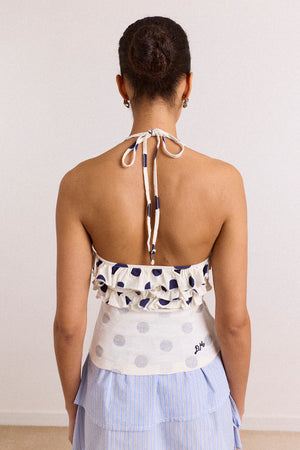 Zazie Jersey Halter Top, Polka Dot
