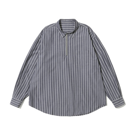 Half Zip Striped Shirt, Grey
