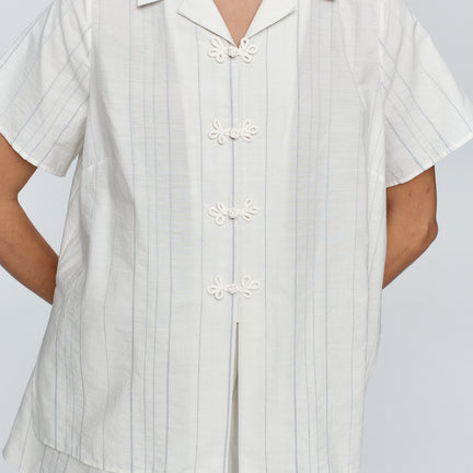 Lou Shirt, Ivory/Blue Stripe