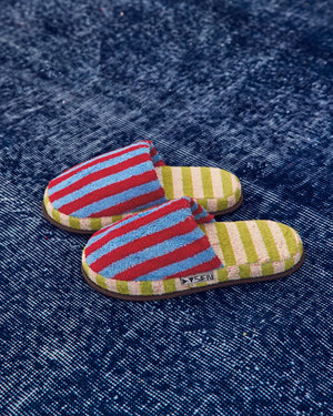 Terry Stripe Slippers, Lanternfly