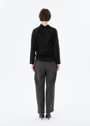 Mock Neck Two Way Blouse, O/S Black
