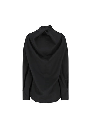 Mock Neck Two Way Blouse, O/S Black