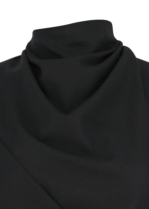 Mock Neck Two Way Blouse, O/S Black