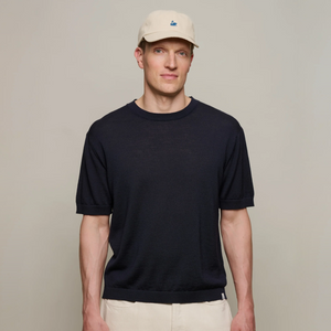 MERINOTEE01.51 Refined Knitted Merino Wool T-Shirt, Navy