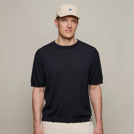 MERINOTEE01.51 Refined Knitted Merino Wool T-Shirt, Navy
