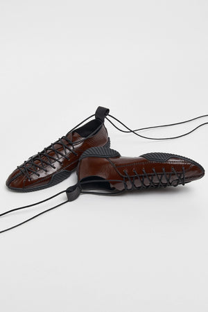 Prudence Brown White Lace Brogues