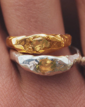 Polo Ring, Sterling Silver, Lemon Quartz