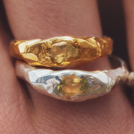 Polo Ring, Sterling Silver, Lemon Quartz