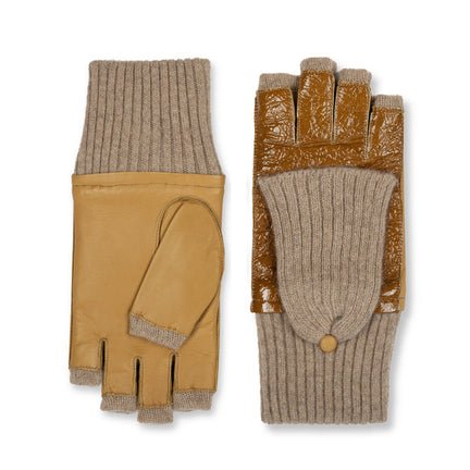 L749 Leather Palm Patent Back Cashmere Pop-top, Camel/Oatmeal