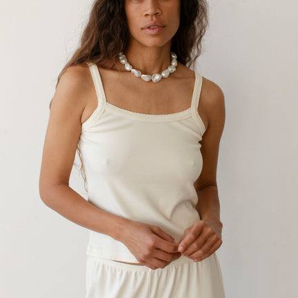 The Baby Rib Scallop Tank, Creme