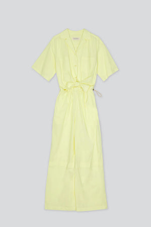 Open Collar Jumpsuit, Lime Yellow