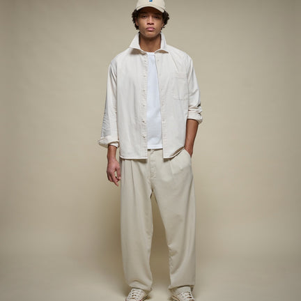 Pleated Twill Pants, Chalk