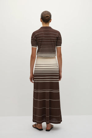 Sable Polo Shirt, Accordion Stripe Brown Beige
