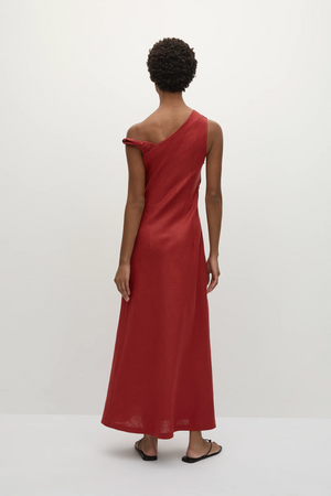 Suis Midi Dress, Deep Red/Clay