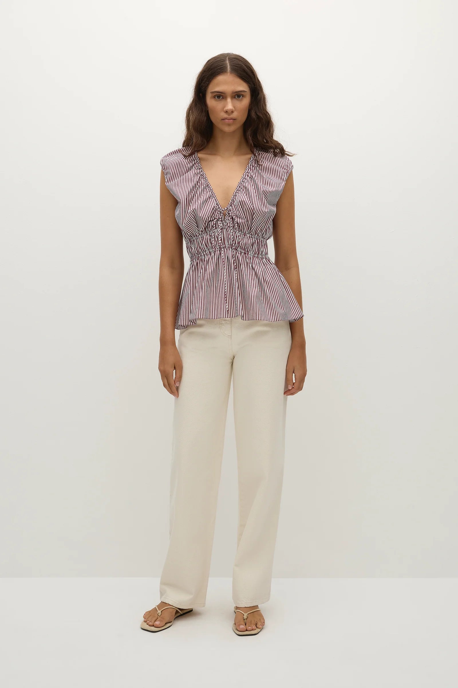 Hedda Top, Maia Stripe Burgundy