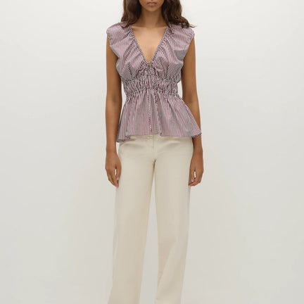 Hedda Top, Maia Stripe Burgundy