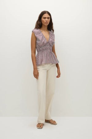 Hedda Top, Maia Stripe Burgundy