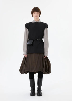 Sheer Padded Volume Dress, Brown
