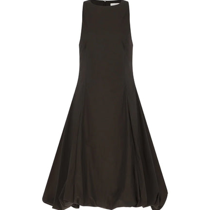 Sheer Padded Volume Dress, Brown