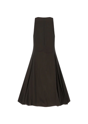 Sheer Padded Volume Dress, Brown