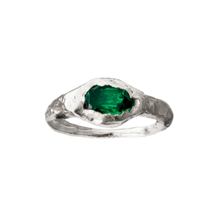 Faro Ring with Emerald, Silver