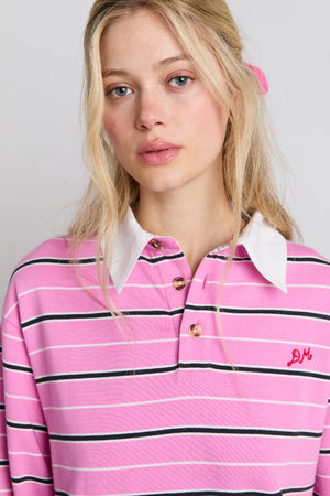 Remie Rugby Shirt, Pink Stripe