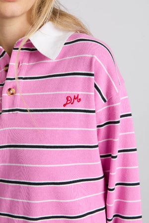 Remie Rugby Shirt, Pink Stripe