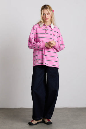 Remie Rugby Shirt, Pink Stripe