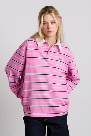 Remie Rugby Shirt, Pink Stripe