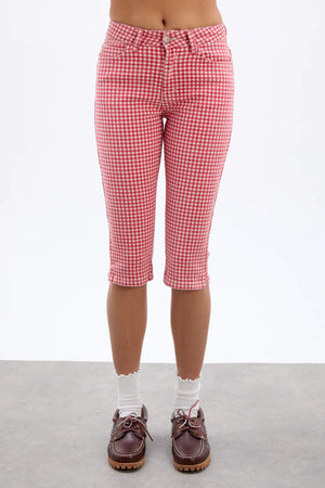 Capri Jeans, Red Gingham