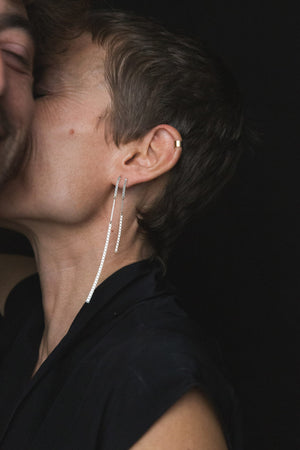 Fringe Mixed Earrings Short, Silver