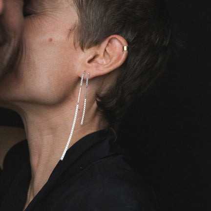 Fringe Mixed Earrings Short, Silver