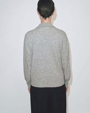 Cashmere Blend Polo Sweater, Gray