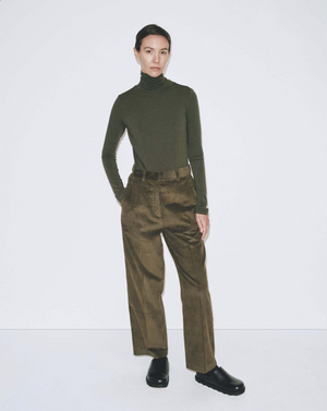Roll Neck Jersey Top, Olive