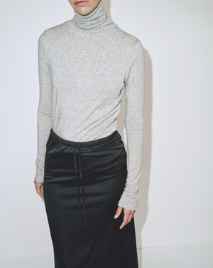 Roll Neck Jersey Top, Heather Grey