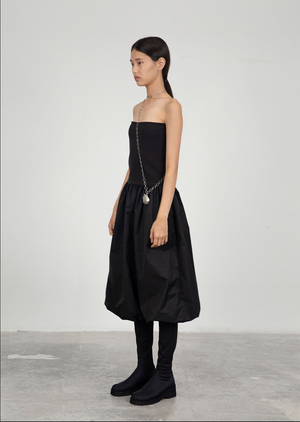 Banding Volume Skirt, Black