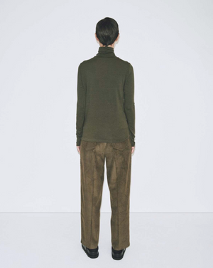 Corduroy Straight Leg Pants, Olive