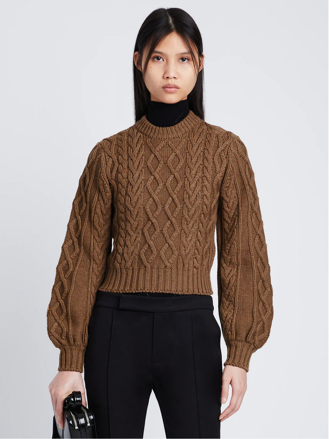 Chunky Cable Bell Sleeve Sweater, Camel