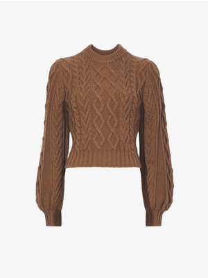 Chunky Cable Bell Sleeve Sweater, Camel