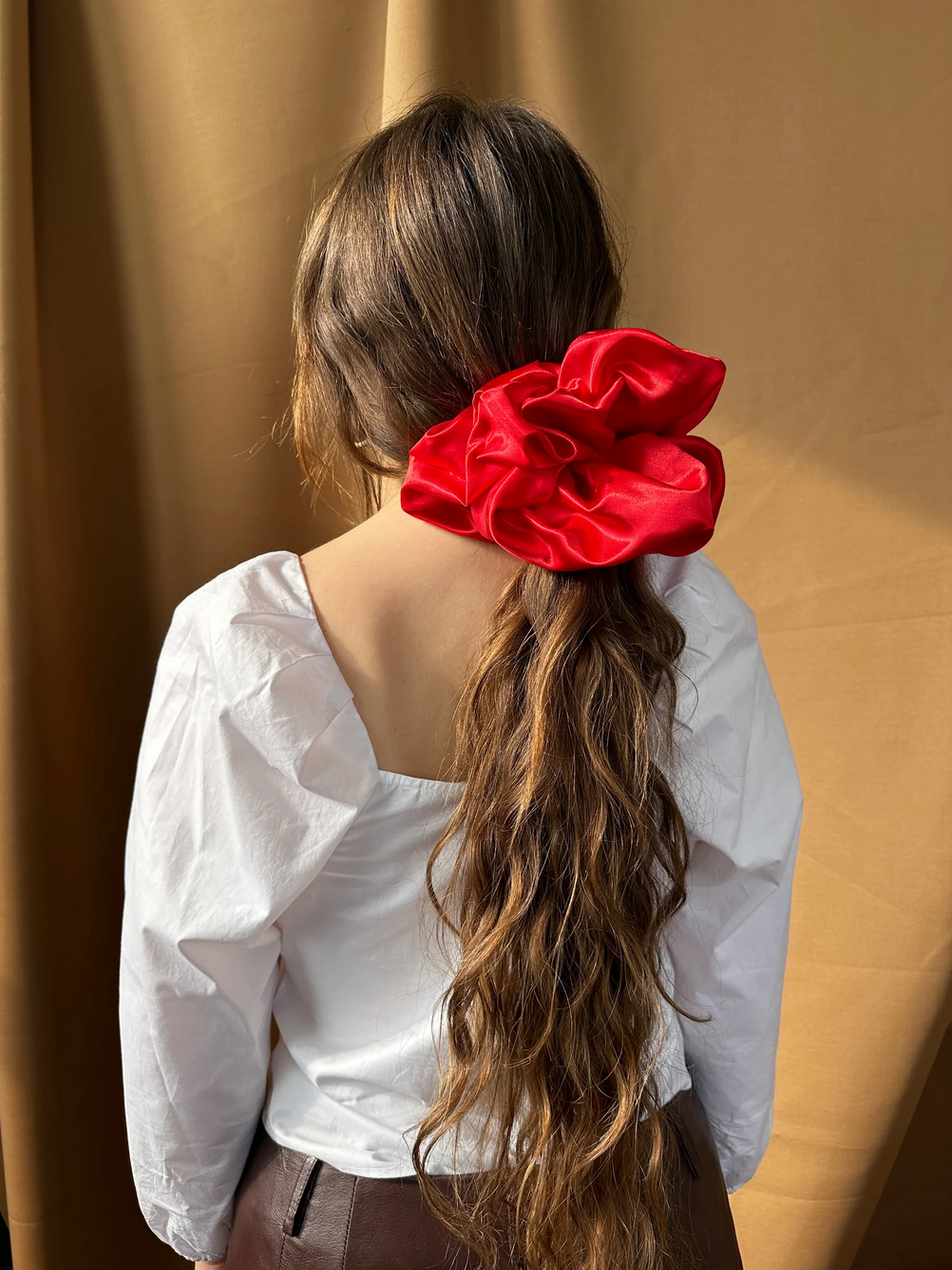 Giant Satin Scrunchie Heathers Red