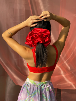 Giant Satin Scrunchie, Heathers Red