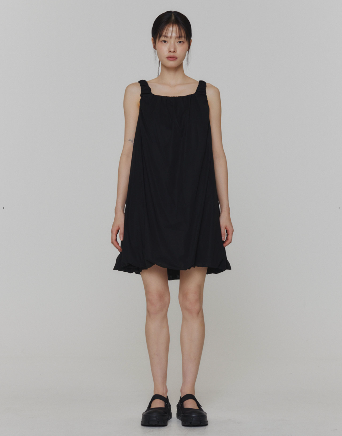 Sheer Volume Mini Dress, Black