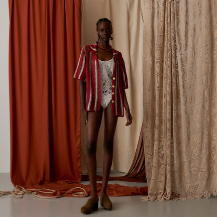 Colby Shirt, Red Taupe White