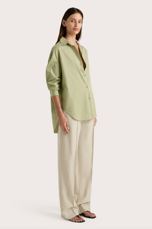 Freja Shirt, Green Stripe